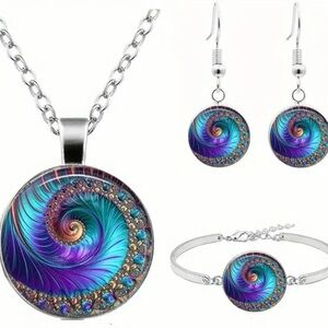 Elegant Silver and Blue Jewelry Set